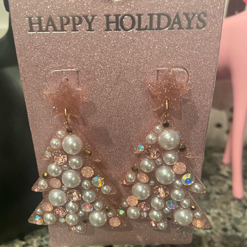 Pink NWT Holiday Tree Earrings - Picture 8 of 12